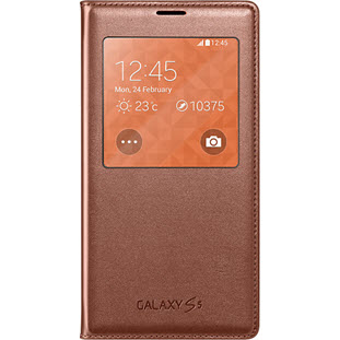 Фото товара Samsung S-View Cover книжка с окошком для Galaxy S5 (EF-CG900BFEGRU, золотой)