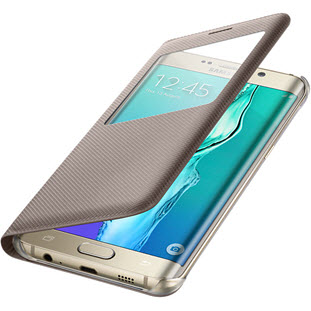 Чехол Samsung S-View Cover книжка с окошком для Galaxy S6 Edge+ (EF-CG928PFEGRU, золотой)