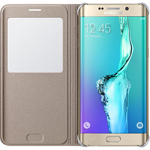 Фото товара Samsung S-View Cover книжка с окошком для Galaxy S6 Edge+ (EF-CG928PFEGRU, золотой)