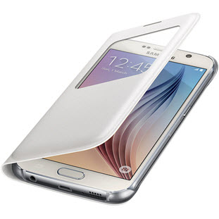 Чехол Samsung S-View Cover книжка с окошком для Galaxy S6 Edge (белый)