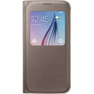 Фото товара Samsung S-View Cover книжка с окошком для Galaxy S6 (EF-CG920PFEGRU, золотой)