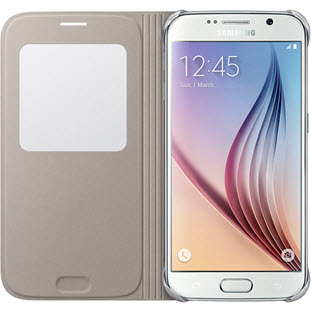 Фото товара Samsung S-View Cover книжка с окошком для Galaxy S6 (EF-CG920PFEGRU, золотой)