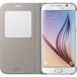 Фото товара Samsung S-View Cover книжка с окошком для Galaxy S6 (золотой)