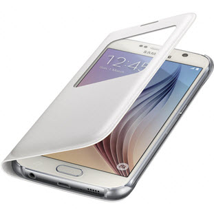 Чехол Samsung S-View Cover книжка с окошком для Galaxy S6 (белый)