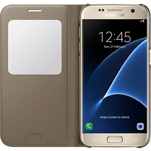 Фото товара Samsung S-View Cover книжка с окошком для Galaxy S7 (EF-CG930PFEGRU, золотой)