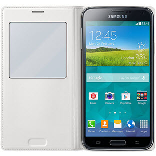 Фото товара Samsung S-View Cover Wireless книжка с окошком для Galaxy S5 (EP-VG900BWRGRU, белый)