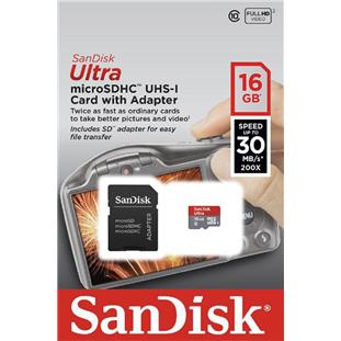 Фото товара Sandisk Ultra microSDHC Class 10 UHS-1 30MB/s (16GB + SD adapter)