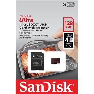 Фото товара Sandisk Ultra microSDXC Class 10 UHS-I 48MB/s (128GB + SD adapter)