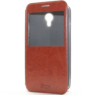 Чехол SkinBox Lux AW кожаный книжка для Meizu M2 Note (коричневый)