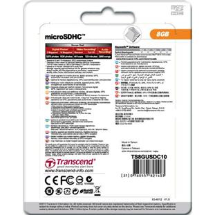Фото товара Transcend Premium microSDHC 8Gb Class 10 (TS8GUSDC10)