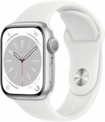 Умные часы Apple Watch Series 8 45mm Silver Aluminum Case with White Sport Band (GPS)