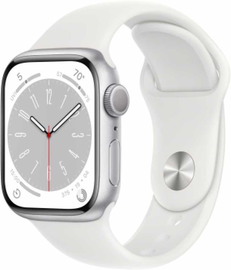 Apple Watch Series 8 45mm Silver Aluminum Case with White Sport Band (GPS)