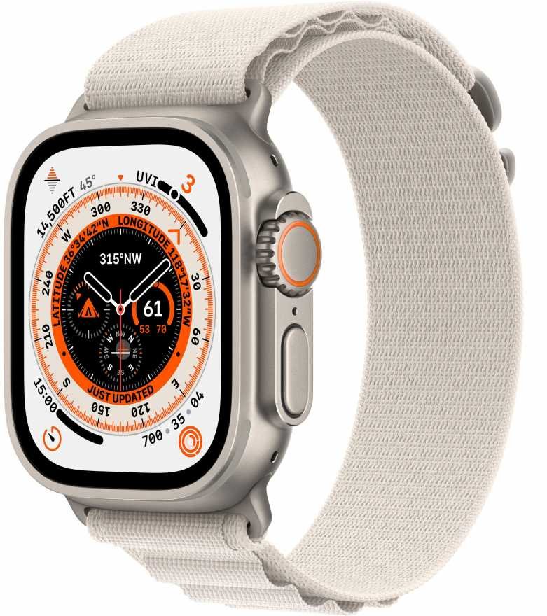 Apple Watch Ultra 49mm Titanium Case with Starlight Alpine Loop Band - Large (GPS + Cellular)