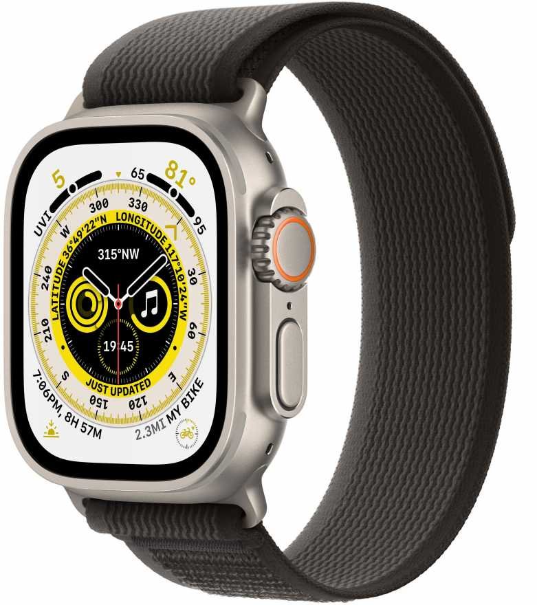 Apple Watch Ultra 49mm Titanium Case with Black/Gray Trail Loop Band - M/L (GPS + Cellular)