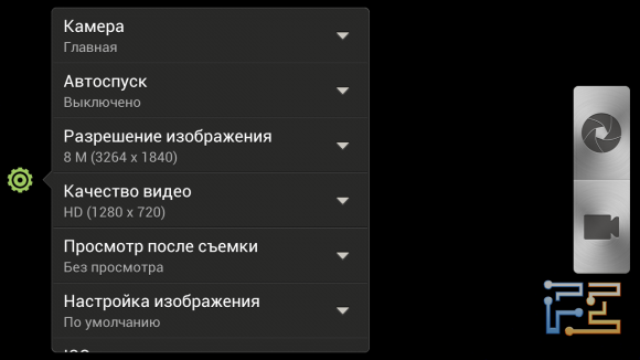 Настройки встроенной камеры HTC One X