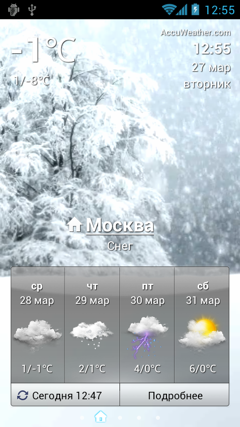 Обзор Huawei Honor. Скриншоты. Прогноз погоды AccuWeather