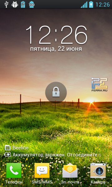 Экран блокировки LG Optimus L7