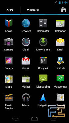 Приложения в главном меню Galaxy Nexus