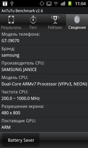 Samsung i9070 Galaxy S Advance