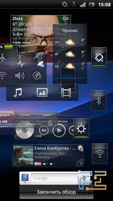 Полный список виджетов на рабочем столе смартфона Sony Ericsson Xperia Arc S