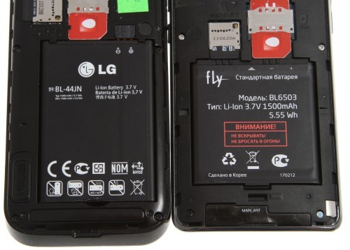 Fly iQ285 Turbo VS LG E730 Optimus Sol